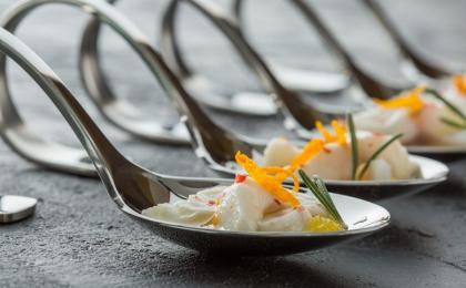 Sea Bass Ceviche served in spoon